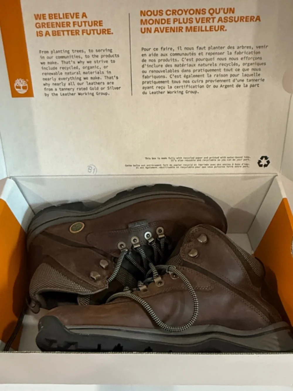 Timberland White Ledge Waterproof Hiking Boots Outdoor Brown Leather Women 8.5
